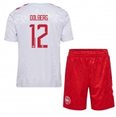 Denemarken Kasper Dolberg #12 Uit tenue Kids EK 2024 Korte Mouwen (+ broek)