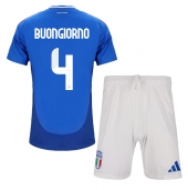 Italië Alessandro Buongiorno #4 Thuis tenue Kids EK 2024 Korte Mouwen (+ broek)