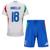 Italië Nicolo Barella #18 Uit tenue Kids EK 2024 Korte Mouwen (+ broek)