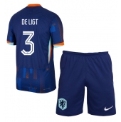 Nederland Matthijs de Ligt #3 Uit tenue Kids EK 2024 Korte Mouwen (+ broek)