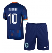 Nederland Memphis Depay #10 Uit tenue Kids EK 2024 Korte Mouwen (+ broek)